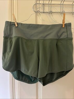 lululemon athletica Olive Green Two-Tone Running Shorts